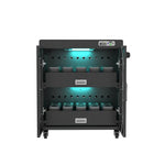MetaNexusXR VR headset cabinet storing 20 units, featuring UV sterilization and a digital control panel. | MetaNexusXR