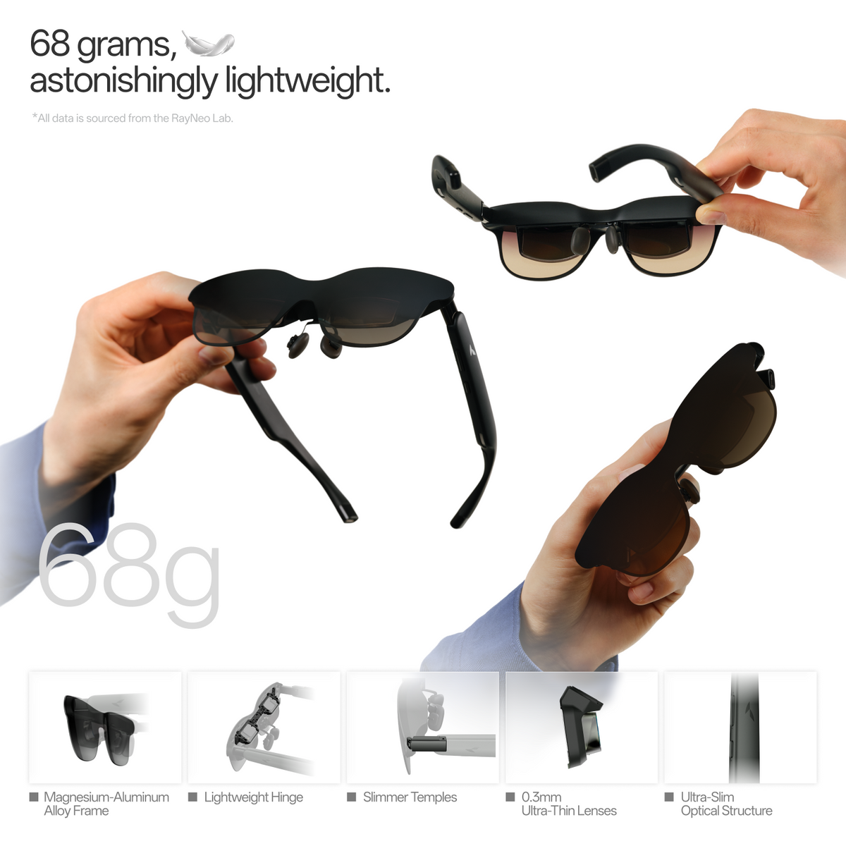 Lightweight AR Glasses – 68 g, 201" Screen, 46° FOV, 3DoF and Spatial Audio – lightweight ar glasses – photo 11 of 12