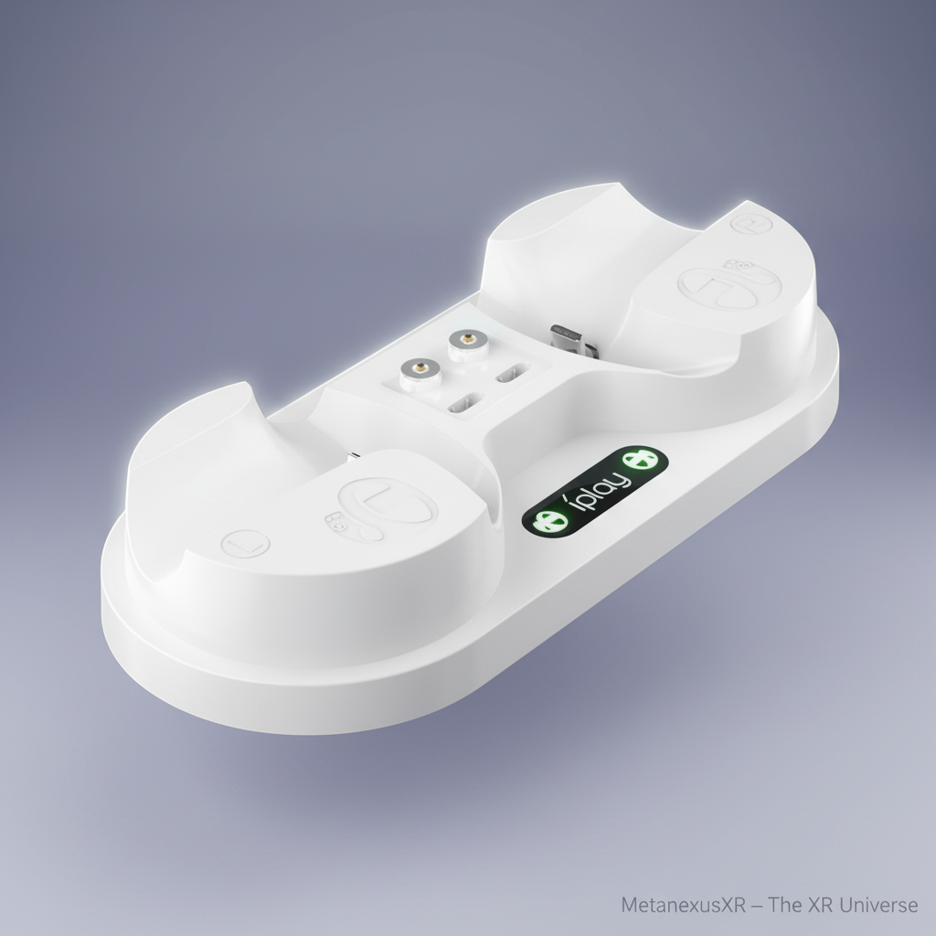 PS VR2 Sense controllers docked in the IPLAY charging station — Metanexus XR