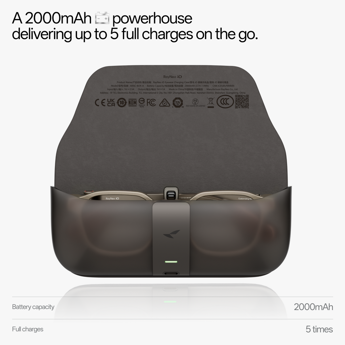 Smart Glasses Charging Case – 2,000 mAh, Up to 5 Full Charges – smart glasses charging case – photo 2 of 4