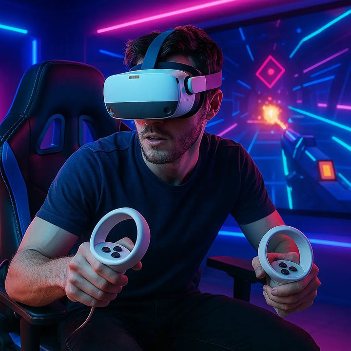 20250413_1636_Futuristic VR Gaming Setup_remix_01jrqwksm6ee4r660bzcn1ajx8