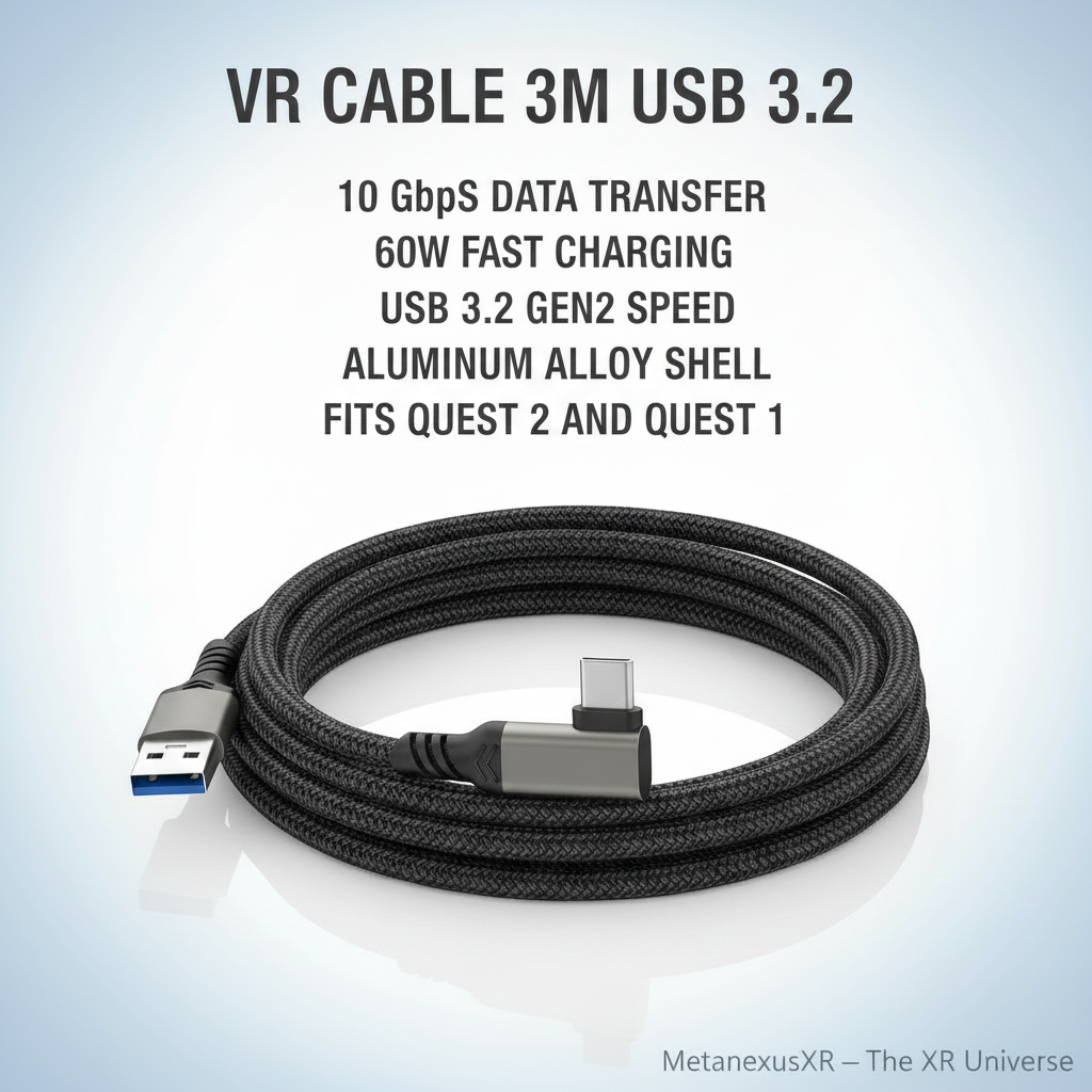Aluminum alloy gold-plated connector on 3m VR fast charging cable — Metanexus XR