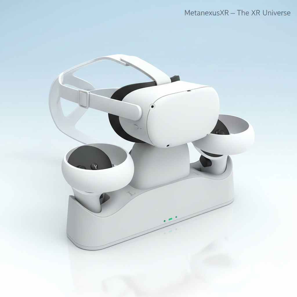 JYS Quest 2 charging dock with headset stand - front view, SKU C0010737A
