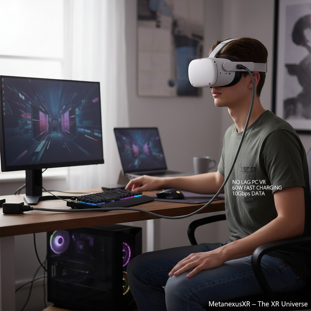 VR cable 2m package box, SKU 662802098A — Metanexus XR