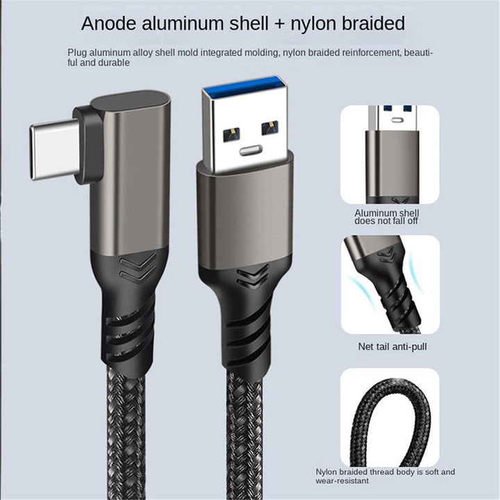 For Oculus Quest 1 / 2 0.5m USB-A to USB-C Cable 3A USB3.2 Gen2 Fast Charging Link Cable VR Headset 10Gbps Data Transfer Cord Metanexus XR