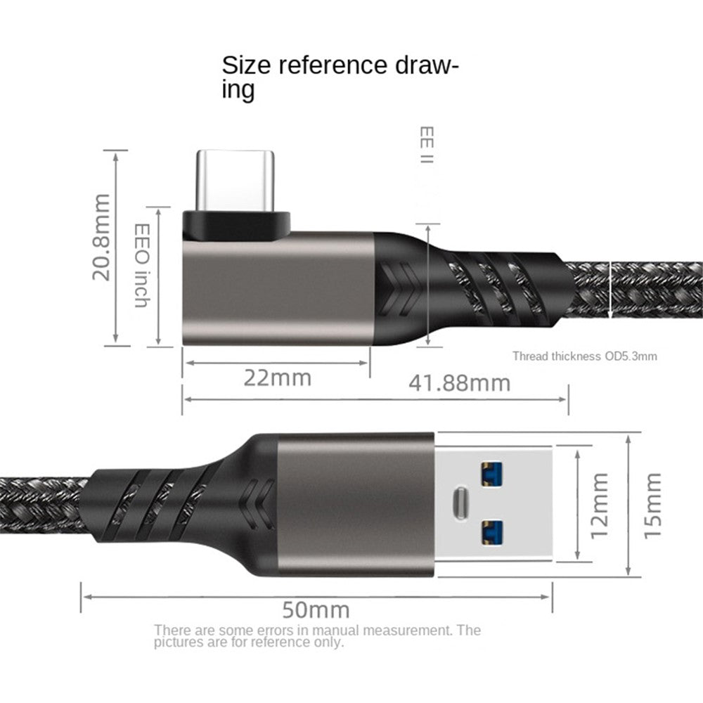 For Oculus Quest 1 / 2 VR Headset Link Cable 1.5m USB3.2 Gen2 3A Fast Charging Cable USB-A to USB-C 10Gbps Data Cord Metanexus XR