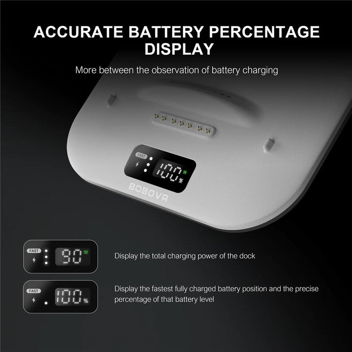 BOBOVR BD3 Charging Dock for 3x B100 Battery 30W Fast Charger Base Metanexus XR