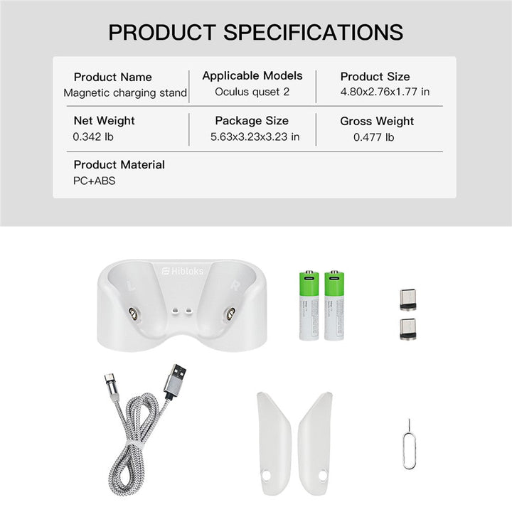 HIBLOKS OQC2101 Magnetic Charging Base Dock for Oculus Quest 2 VR Glasses Handles Metanexus XR