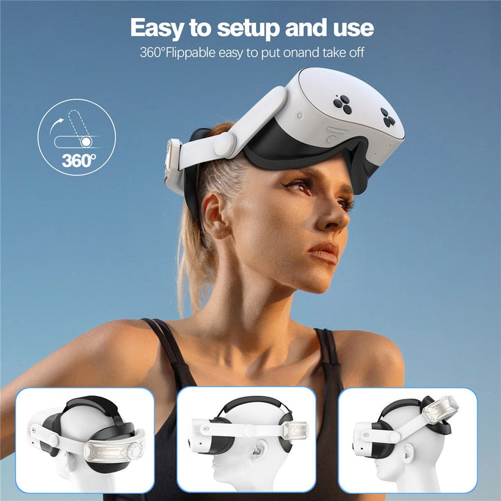 For Meta Quest 3S T2 Elite Head Strap ABS+Sponge Soft Cushion Adjustable Headband Metanexus XR