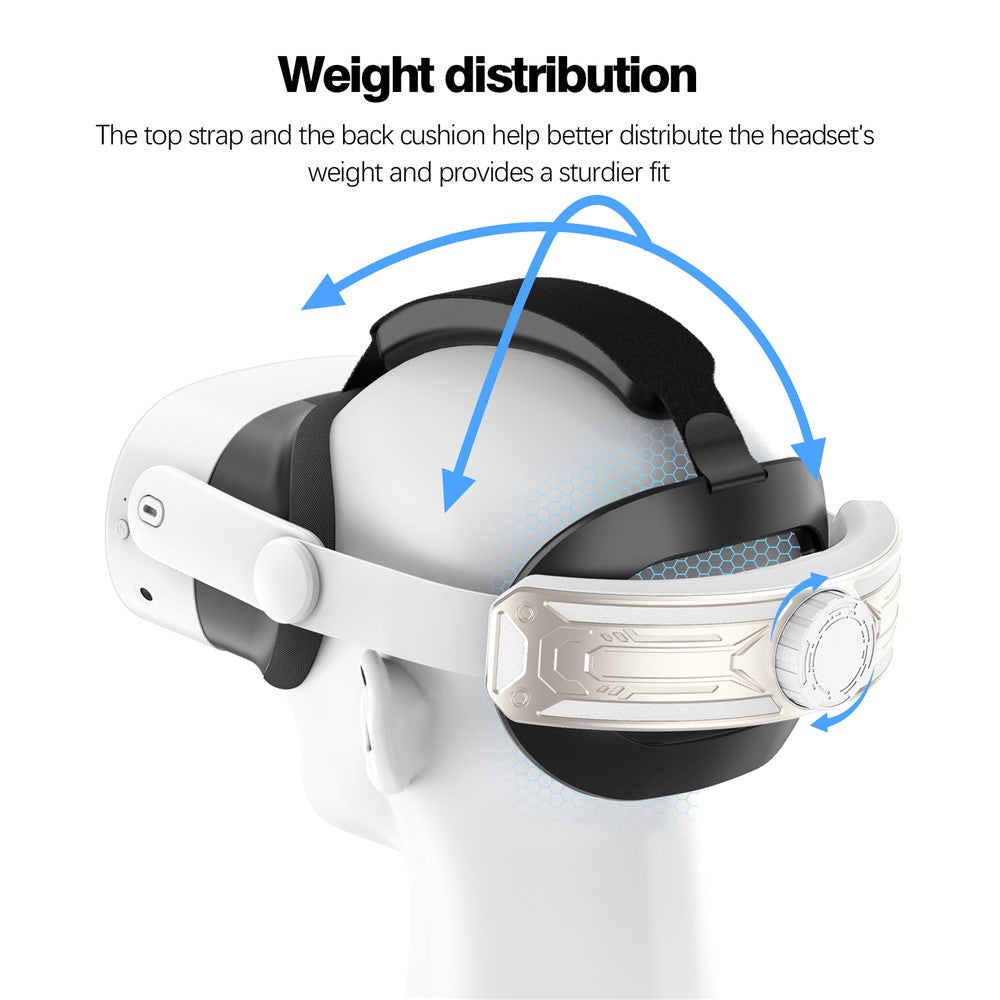 For Meta Quest 3S T2 Elite Head Strap ABS+Sponge Soft Cushion Adjustable Headband Metanexus XR