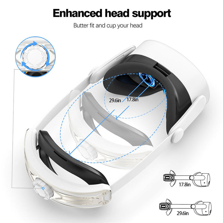 For Meta Quest 3S T2 Elite Head Strap ABS+Sponge Soft Cushion Adjustable Headband Metanexus XR
