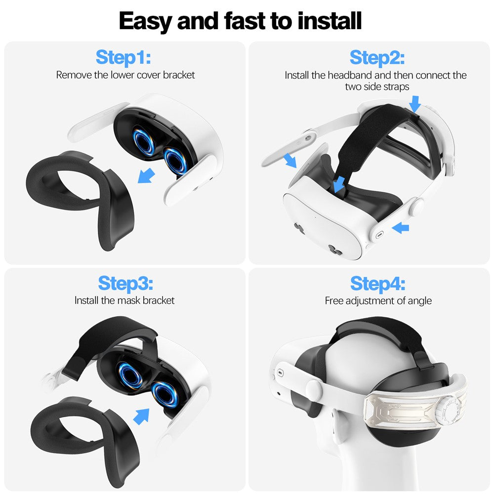 For Meta Quest 3S T2 Elite Head Strap ABS+Sponge Soft Cushion Adjustable Headband Metanexus XR
