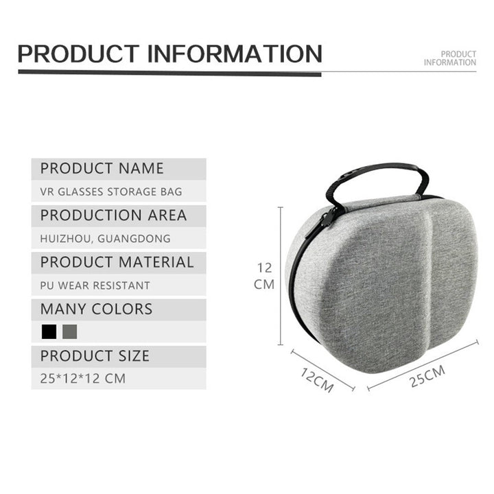 Shockproof VR Headset Carry Case Portable Virtual Reality Goggles EVA Hard Case Rainproof Protective Box with Handle for Oculus Quest 2 Metanexus XR