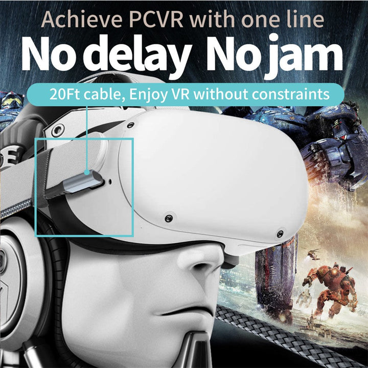 For Oculus Quest 2/1 Link Cable 5m USB 3.1 Type-C High Speed Charging Data Line USB-A to Type-C Braided Cord TVCMALL