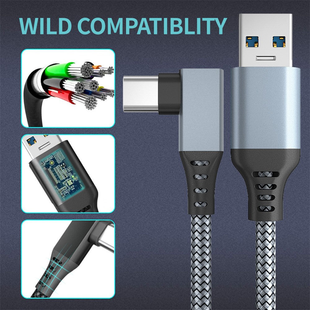 For Oculus Quest 2/1 Link Cable 5m USB 3.1 Type-C High Speed Charging Data Line USB-A to Type-C Braided Cord TVCMALL