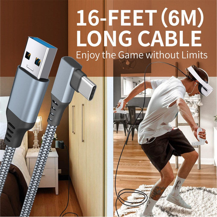 For Oculus Quest 2/1 Link Cable 6m USB 3.1 Type-C Charging Cord USB-A to Type-C 5Gbps Braided Data Cable Metanexus XR