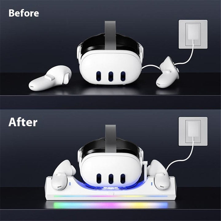 Q6-3 Charging Dock Station for Meta Quest 3 , 30W Fast Charging Stand with RGB Light Metanexus XR