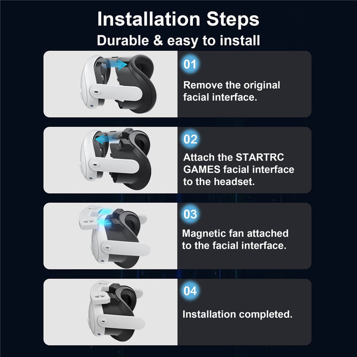 STARTRC GAMES Facial Interface Face Cover with Cooling Fan for Meta Quest 3 Accessories Set Metanexus XR