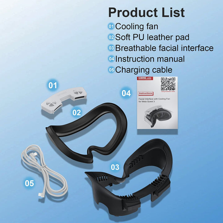 STARTRC GAMES Facial Interface Face Cover with Cooling Fan for Meta Quest 3 Accessories Set Metanexus XR