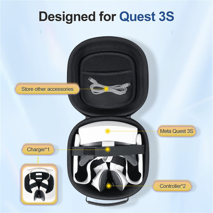 STARTRC GAMES For Meta Quest 3S / Quest 3 / Quest 2 Carrying Case Snowflake Cloth VR Headset Storage Bag Metanexus XR