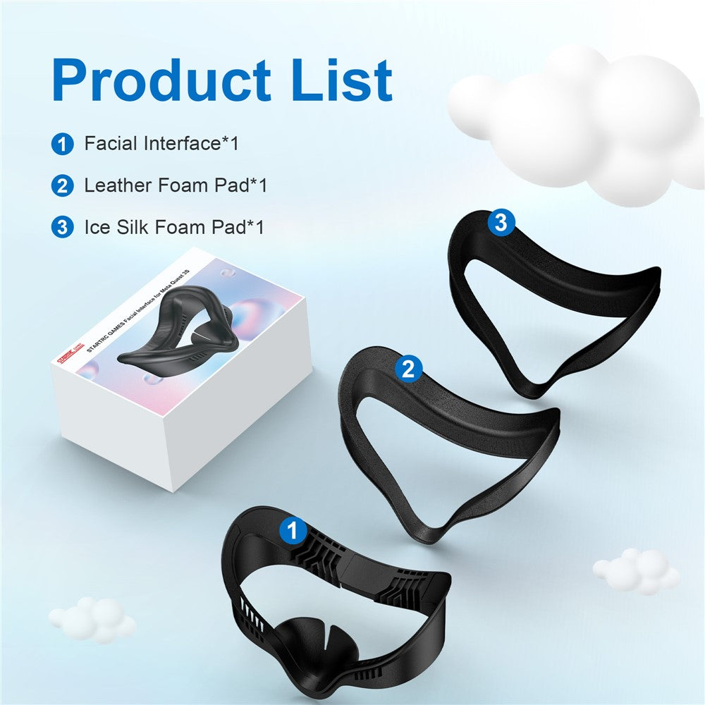 STARTRC GAMES For Meta Quest 3S VR Face Mask Leather  /  Lycra Foam Pad Breathable Face Cover Metanexus XR