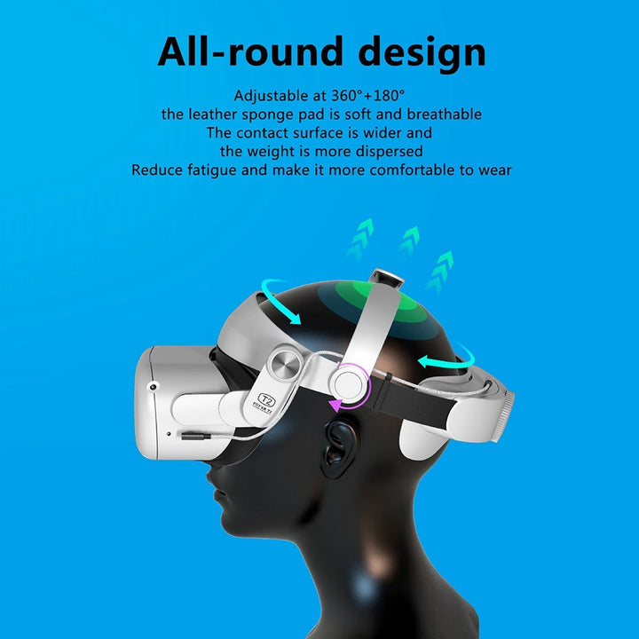 FIIT VR T2 Power For Oculus Quest 2 VR Head Strap Adjustable Headband 5000mAh Power Bank Metanexus XR