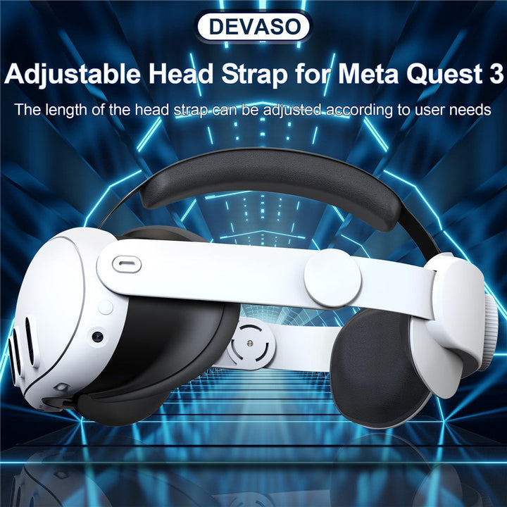 DEVASO Adjustable Head Strap for Meta Quest 3 Reduce Head Pressure Strap Replacement Metanexus XR