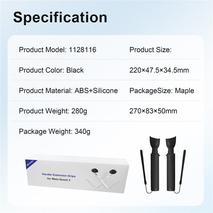 DEVASO Handle Extension Grip for Meta Quest 3 VR Headset Golf Game Handle Accessories Metanexus XR