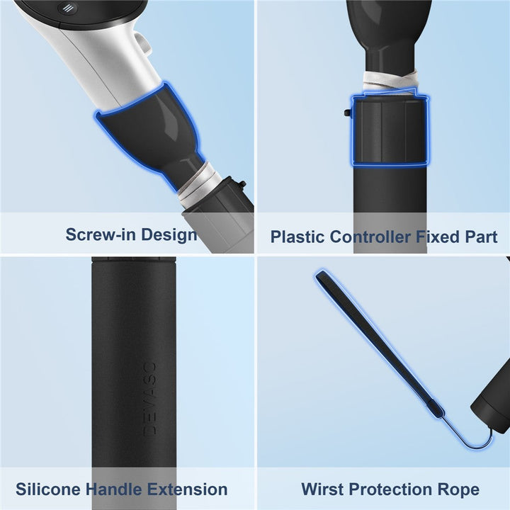 DEVASO Handle Extension Grip for Meta Quest 3 VR Headset Golf Game Handle Accessories Metanexus XR