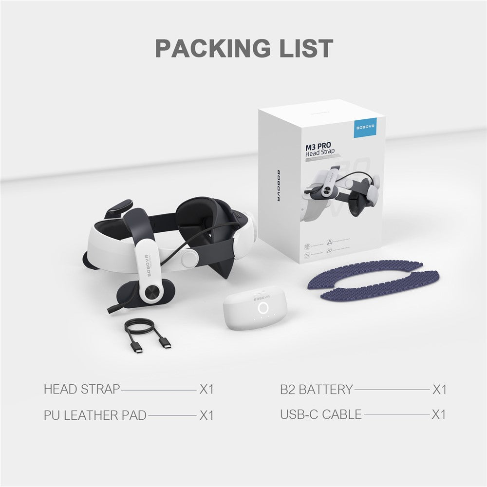 BOBOVR M3 Pro For Meta Quest 3S / 3 VR Headset Head Strap 5200mAh Battery Pack Headband Metanexus XR