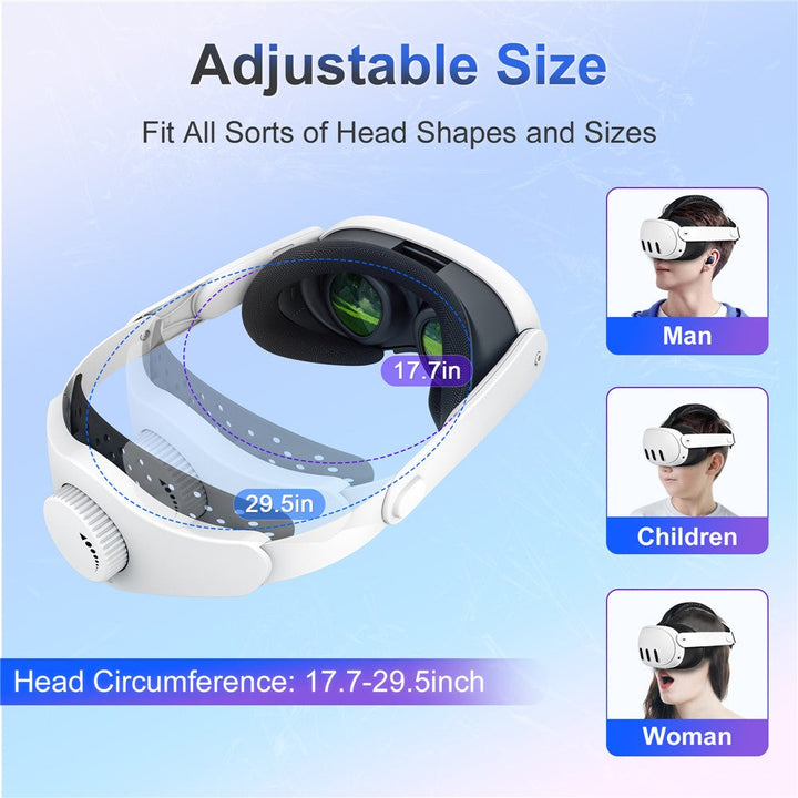 DEVASO Head Strap Compatible with Meta Quest 3 VR Headset Adjustable Strap Version 2.0, White Metanexus XR