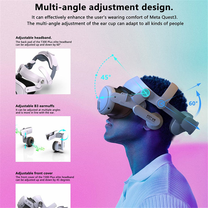 FIIT VR T300 Plus Headband+Front Cover+ Earmuffs for Meta Quest 3 VR Headset Accessories Metanexus XR