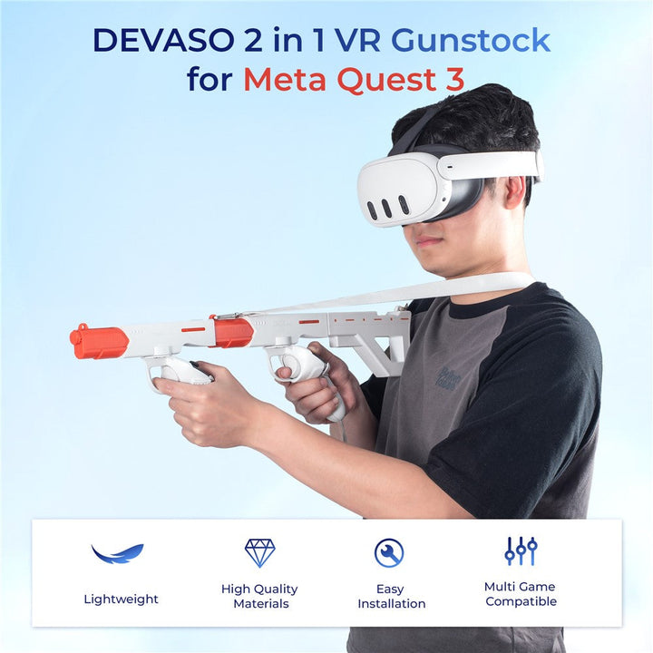 DEVASO For Meta Quest 3 VR Magnetic Suction Gunstock Game Controller Holder Metanexus XR
