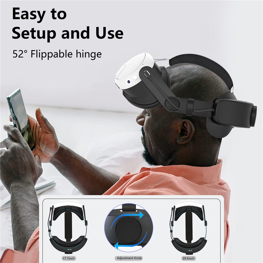 Adjustable Head Strap for Meta Quest 3 Headset VR Replacement Headband VR Accessories Built-In 6400mAh Metanexus XR