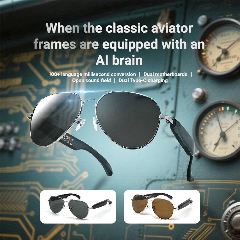 F18 AI Translation Bluetooth-compatible Earphone Glasses Wireless Headset UV Protection Smart Sunglasses Metanexus XR