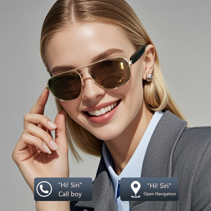GS02 Polarized Lens Aviator Glasses AI Translation Smart Eyewear Bluetooth-compatible Music Eyeglasses Metanexus XR