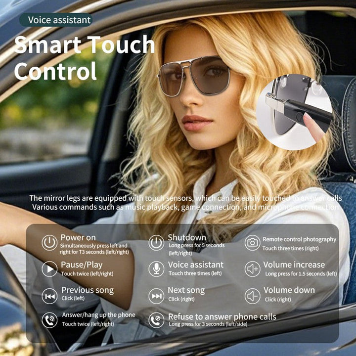 GS02 Polarized Lens Aviator Glasses AI Translation Smart Eyewear Bluetooth-compatible Music Eyeglasses Metanexus XR
