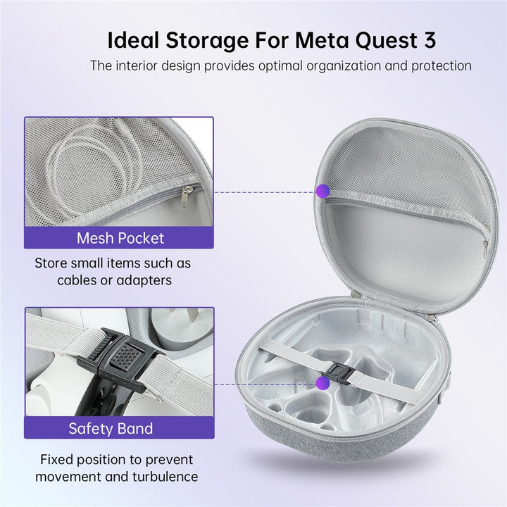JYS JYS-MQ007 For Meta Quest 3 Hard EVA Portable Storage Bag VR Helmet Handle Protection Bag Metanexus XR