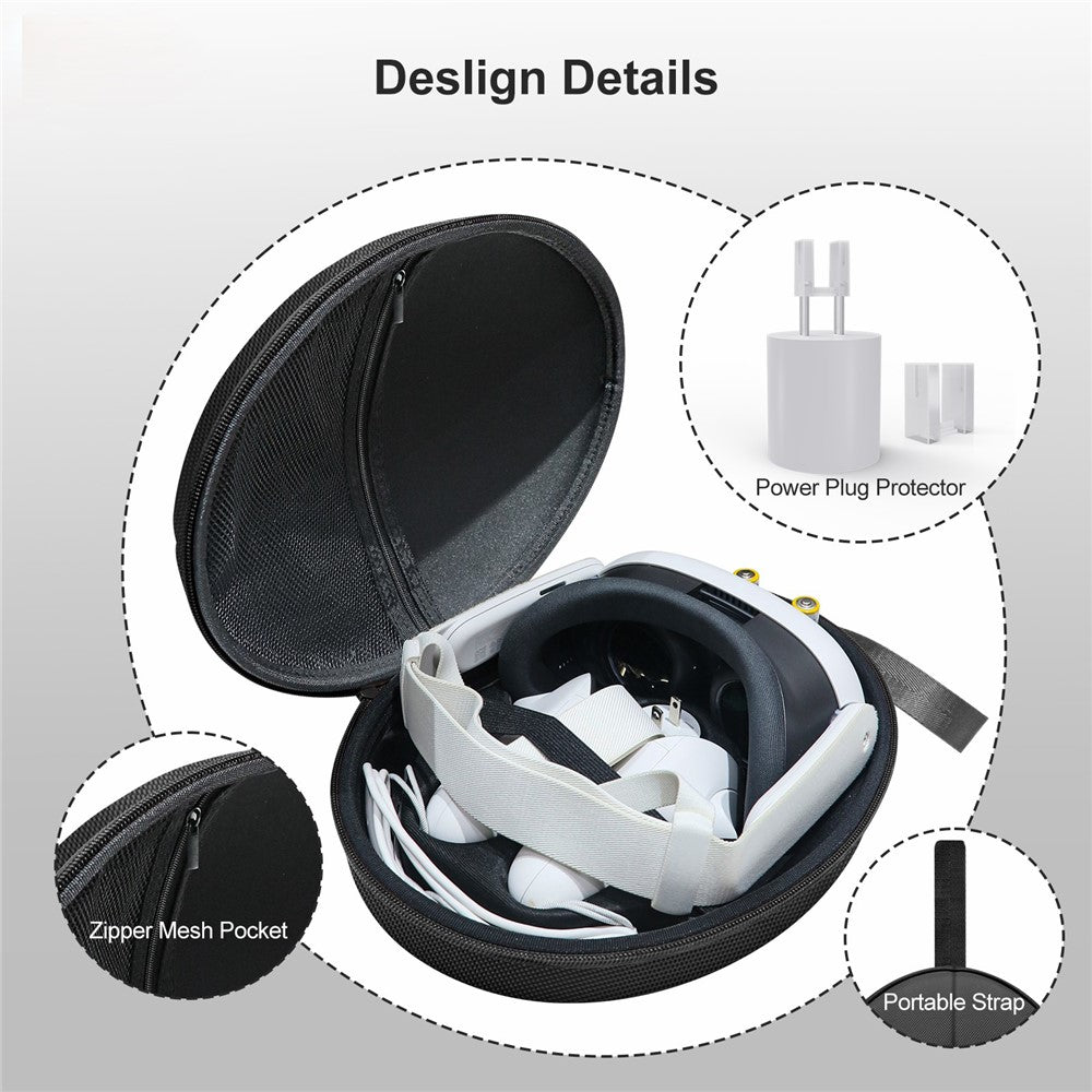 JYS JYS-MQ008 For Meta Quest 3 VR Glasses Shockproof Carrying Case Portable Hard Shell Bag Handbag Metanexus XR