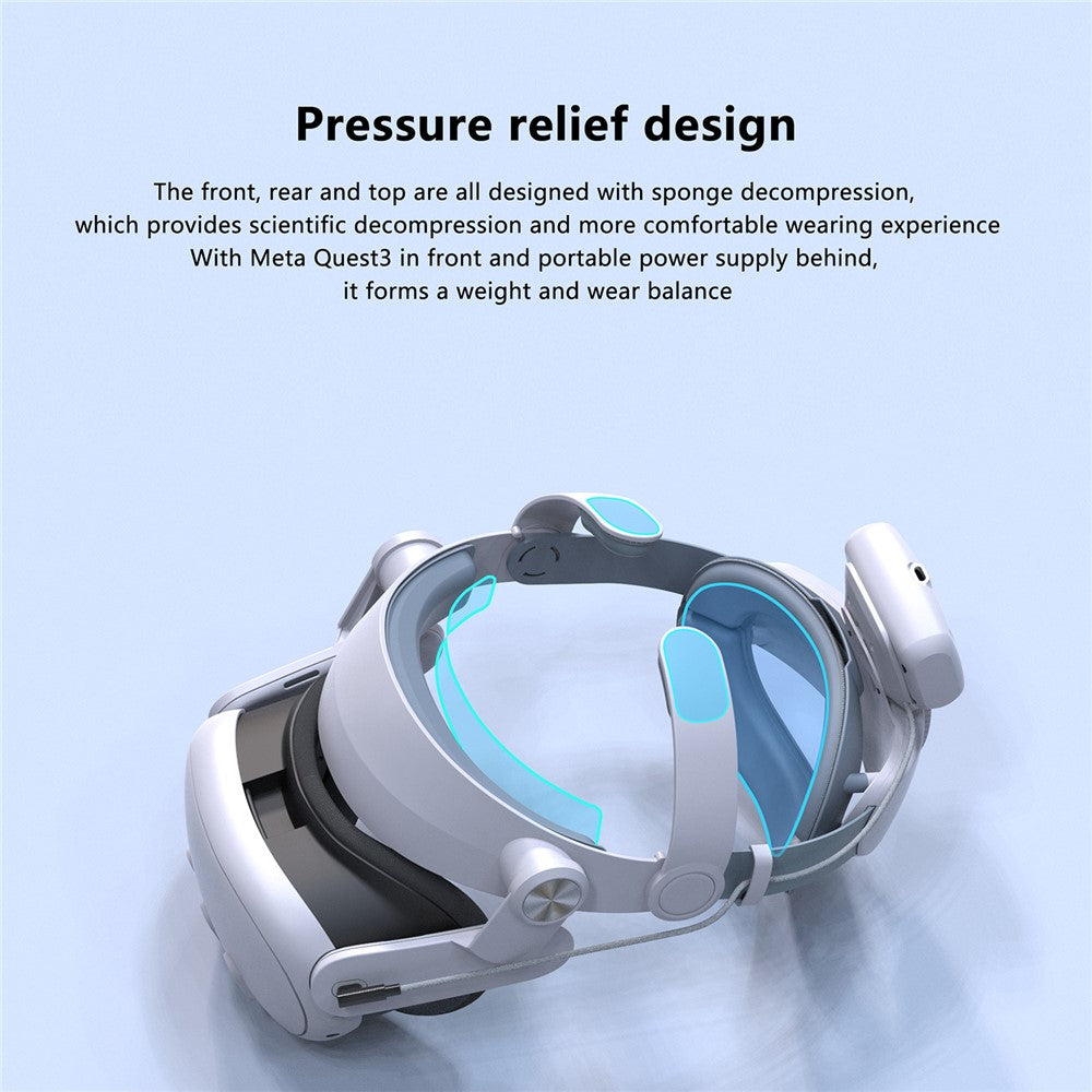 T302POWER For Meta Quest 3 / Quest 3S Headband VR Headset Accessory Head Strap with Ambient Lighting 5000mAh Battery Metanexus XR