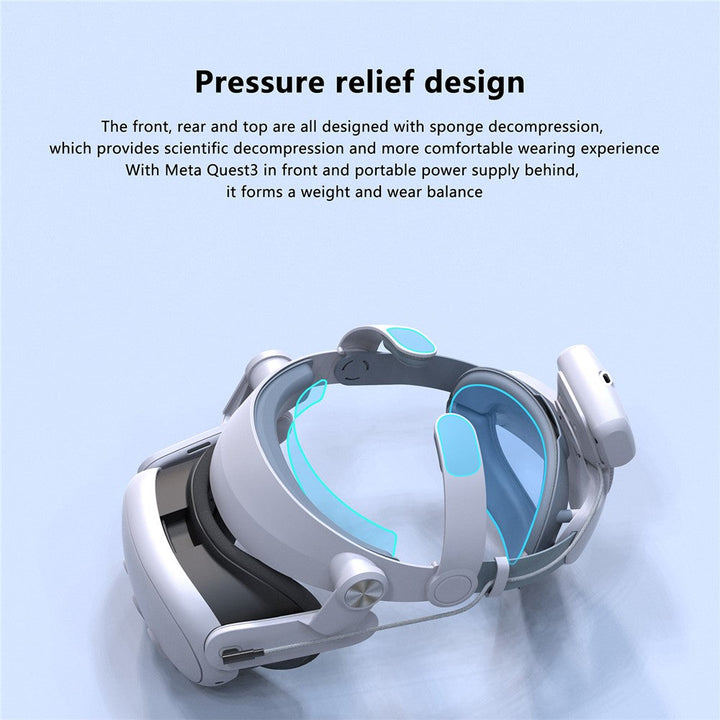 T302POWER For Meta Quest 3 / Quest 3S Headband VR Headset Accessory Head Strap with Ambient Lighting 5000mAh Battery Metanexus XR
