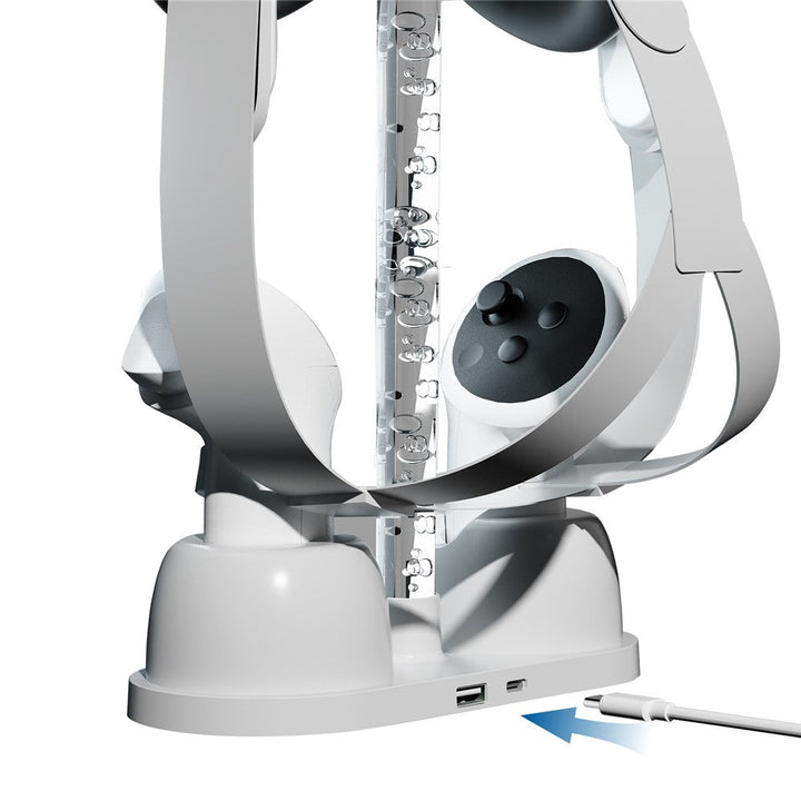 HBV-463 For Meta Oculus Quest 3 RGB VR Headset Charging Station Display Stand Base Controller Storage Holder Metanexus XR