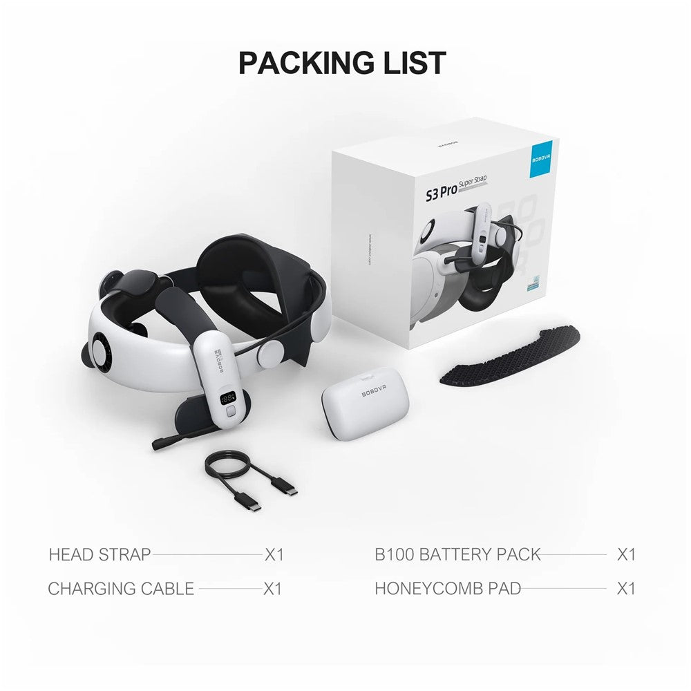 BOBOVR S3 Pro For Meta Quest 3S / 3 Battery Head Strap with 10000mAh Replaceable Battery Pack Metanexus XR