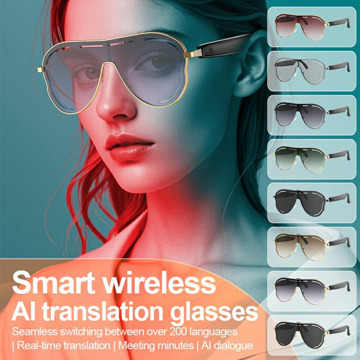 A17 Stainless Steel Large Frame Smart Glasses AI Translation Bluetooth-compatible Audio Sunglasses Metanexus XR