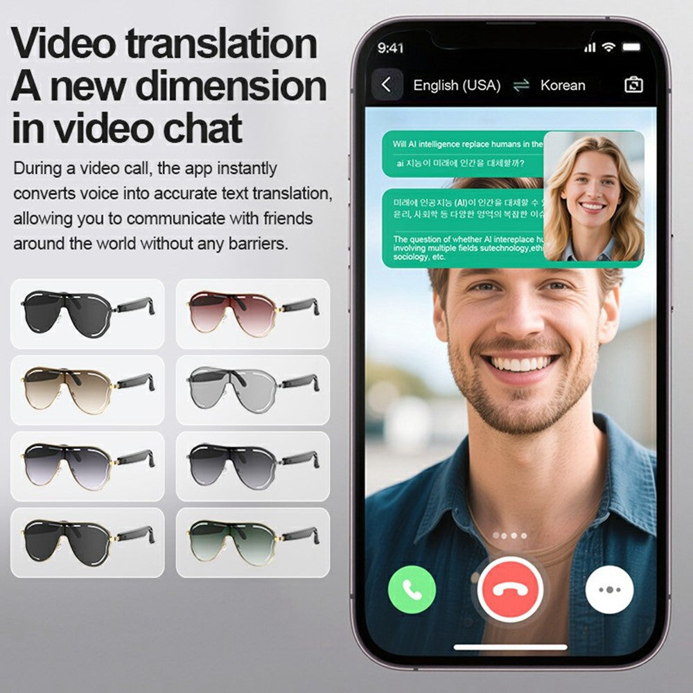 A17 Stainless Steel Large Frame Smart Glasses AI Translation Bluetooth-compatible Audio Sunglasses Metanexus XR