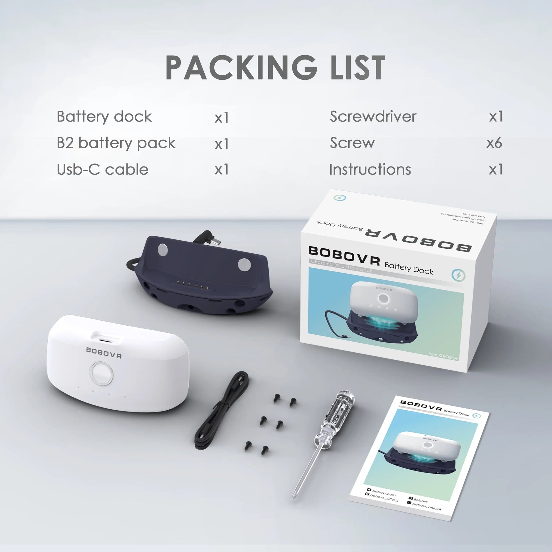 Kit de mejora del dock de batería BOBOVR para M1/M2 Plus B100 Series