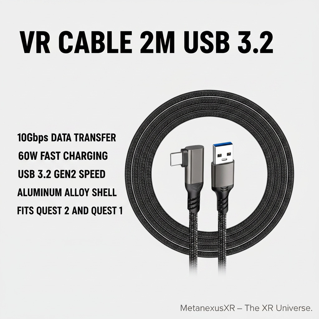 Aluminum alloy gold-plated connector on 2m VR fast charging cable — Metanexus XR