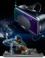 MetaNexusXR VR headset with IMAX screen, supporting phone and joystick for immersive gaming. | MetaNexusXR