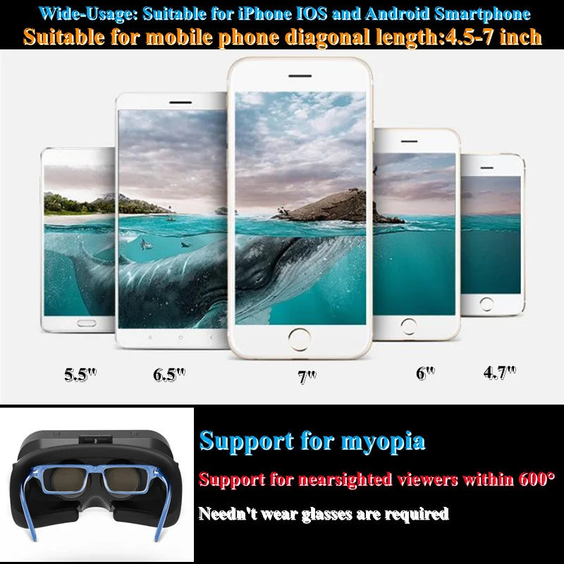MetaNexusXR G10 IMAX VR headset with smartphone and joystick, offering 3D virtual reality experiences. | MetaNexusXR