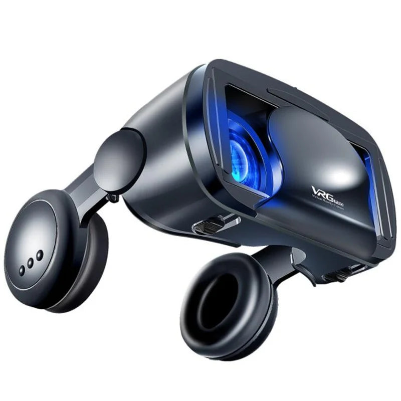 Black VR headset with slotted smartphone and wireless gamepad for HD 3D immersion | MetaNexusXR